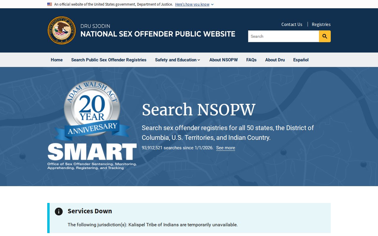 Blanco County sex offender check through the national registry interface