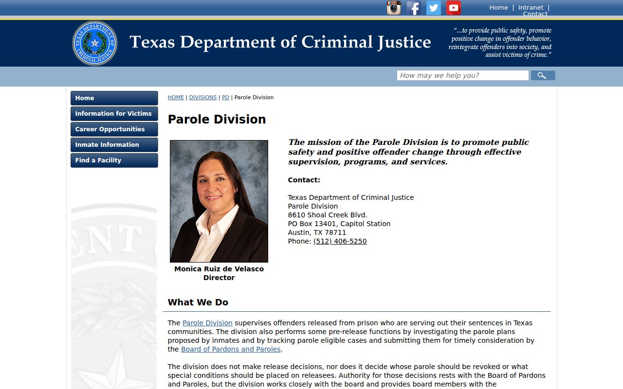 Parole supervision records connected to Blanco County criminal history